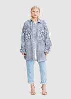 Faith Connexion Oversized Tweed Shirt Jacket Blue White