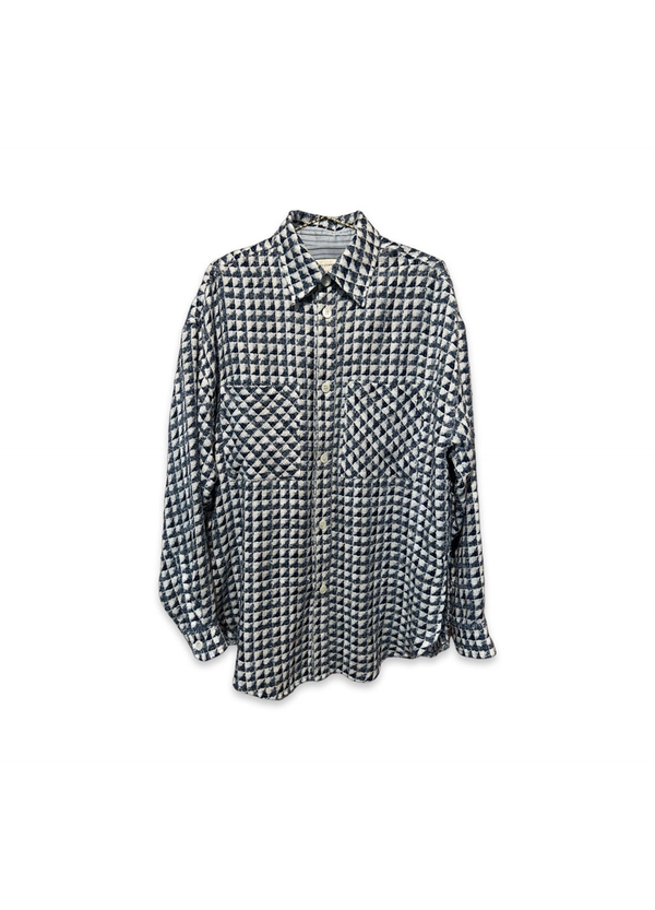 Faith Connexion Oversized Tweed Shirt Jacket Blue White