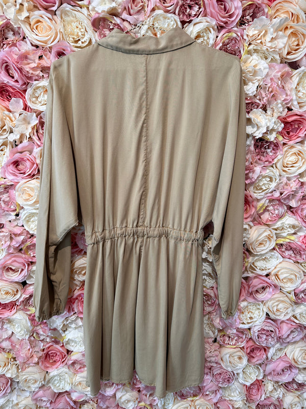 Zara Safari Dress Long Sleeved Beige