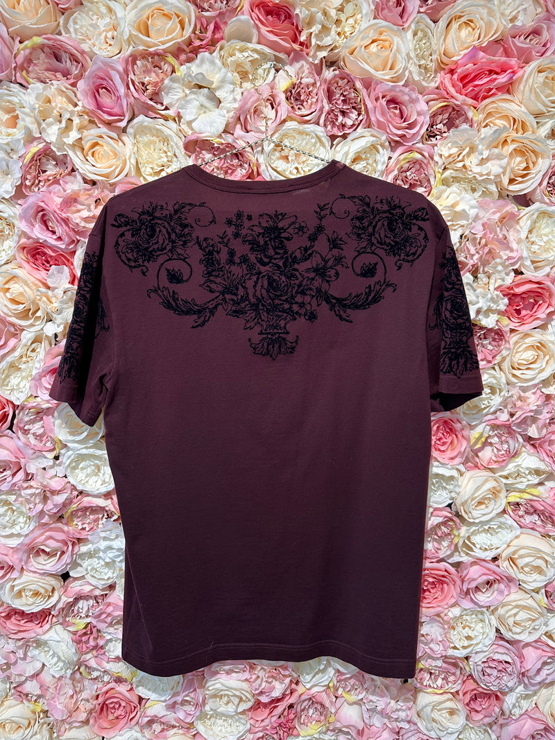 Dolce & Gabbana T-Shirt bordeaux with velvet details