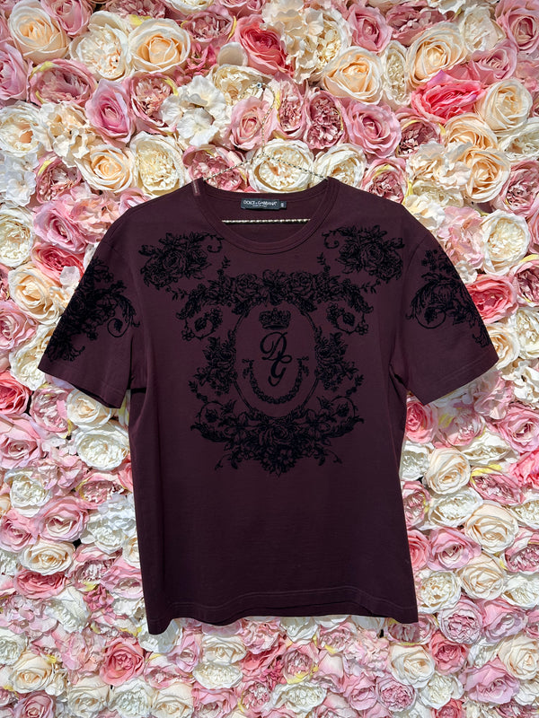 Dolce & Gabbana T-Shirt bordeaux with velvet details