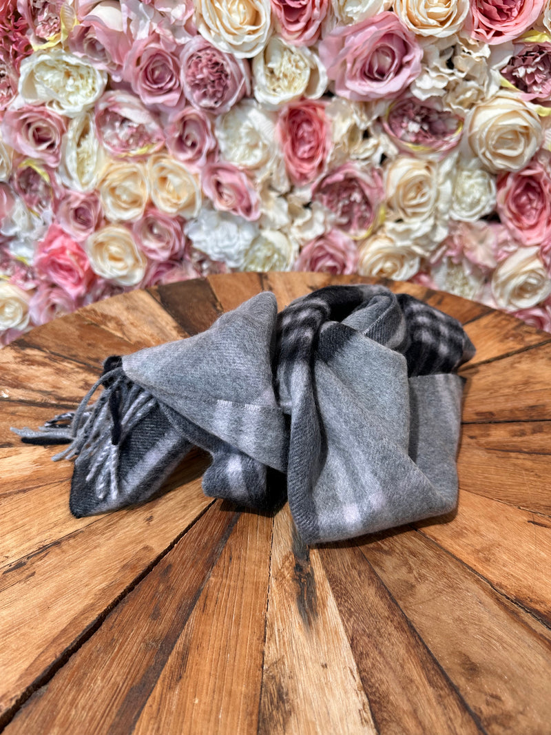 Edinburgh Cashmere Scarf Check Grey