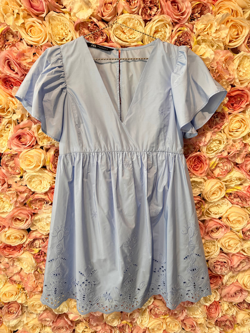 Zara Dress Light Blue with Embroideries