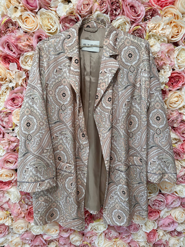 Etro Silk Blazer Jacket with Paisley Pattern Beige