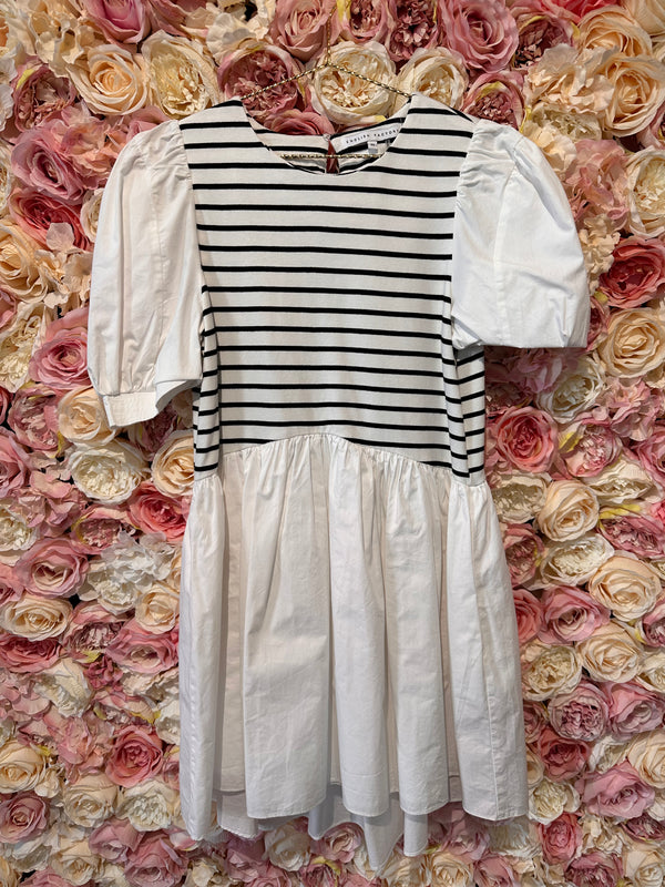 English Factory Dress White with Stripes