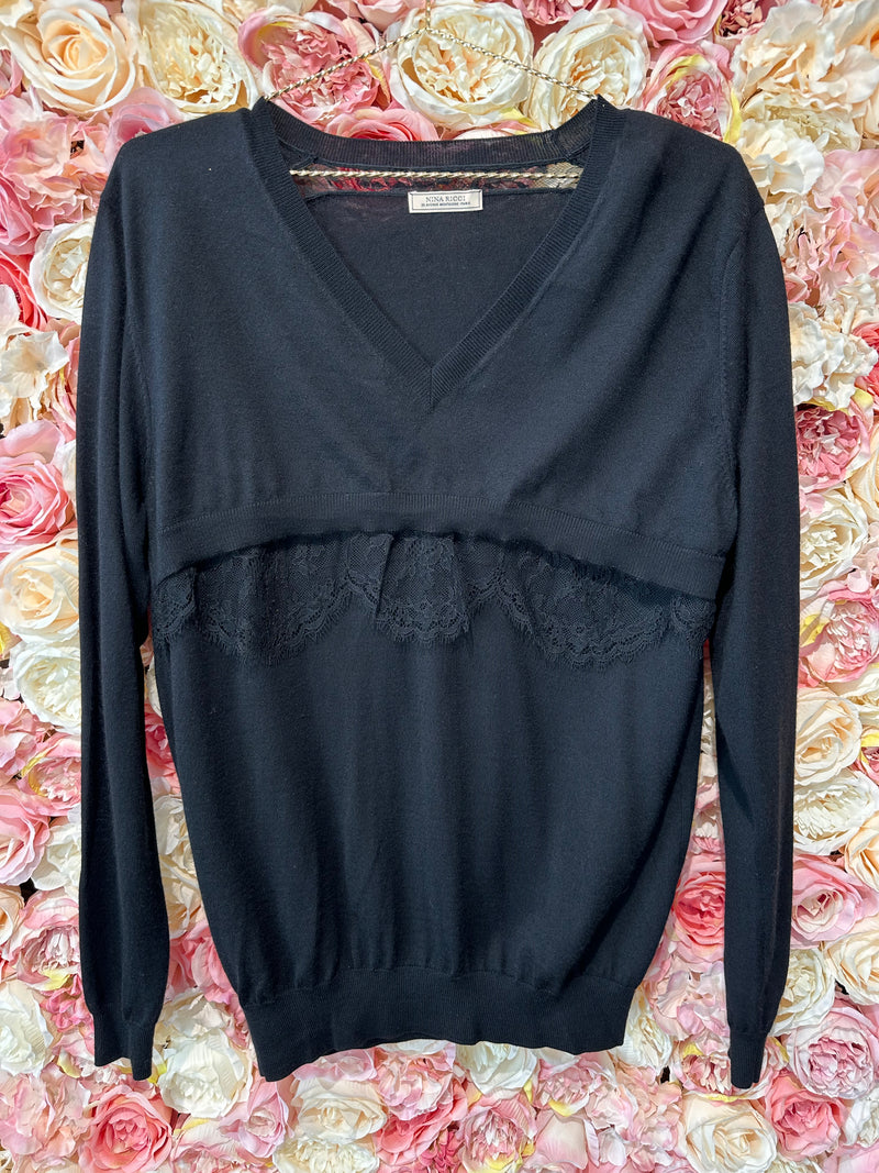 Nina Ricci Sweater with Lace Details Black