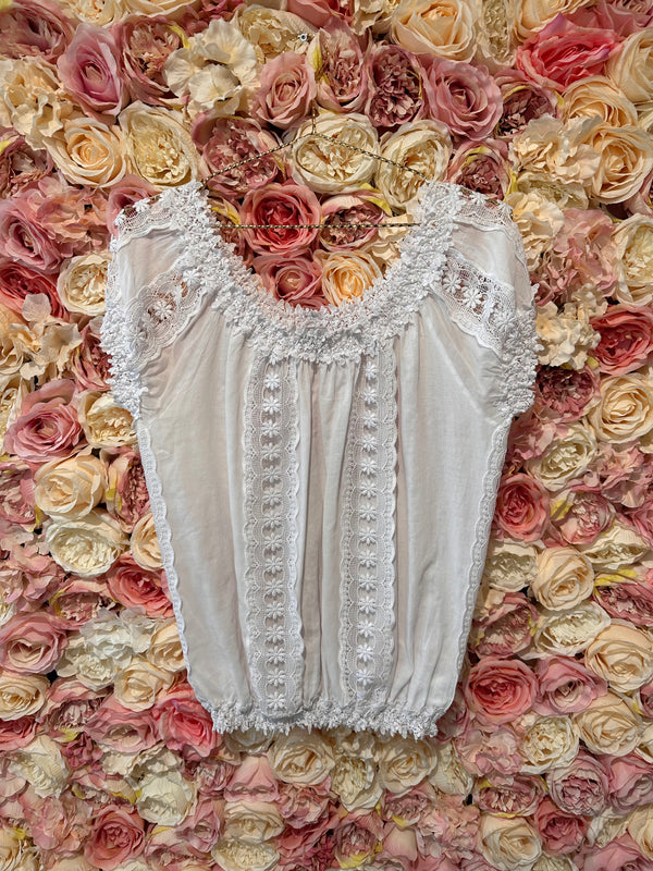 Charo Ruiz Top with Embroideries White