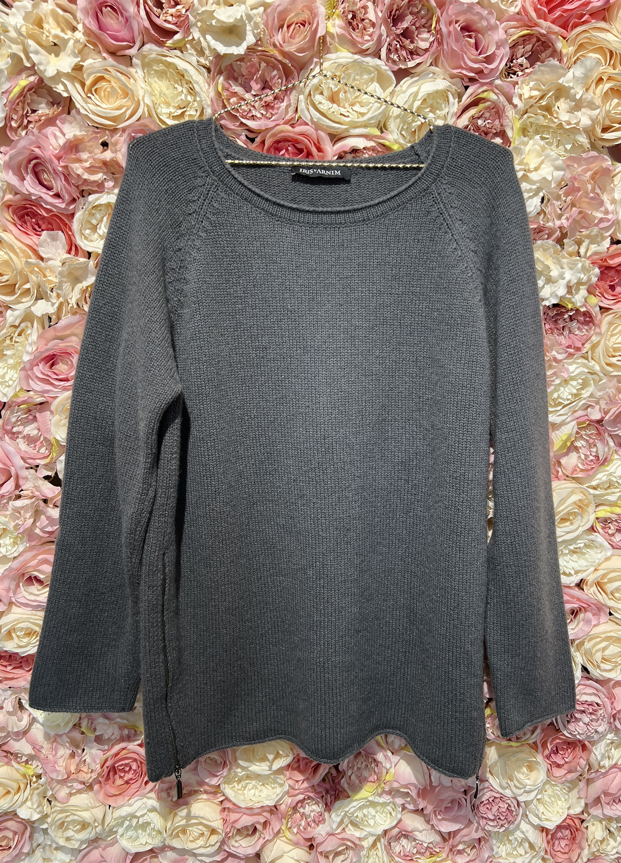 Iris von Arnim Gray Jumper with Zipper Slits on both Sides
