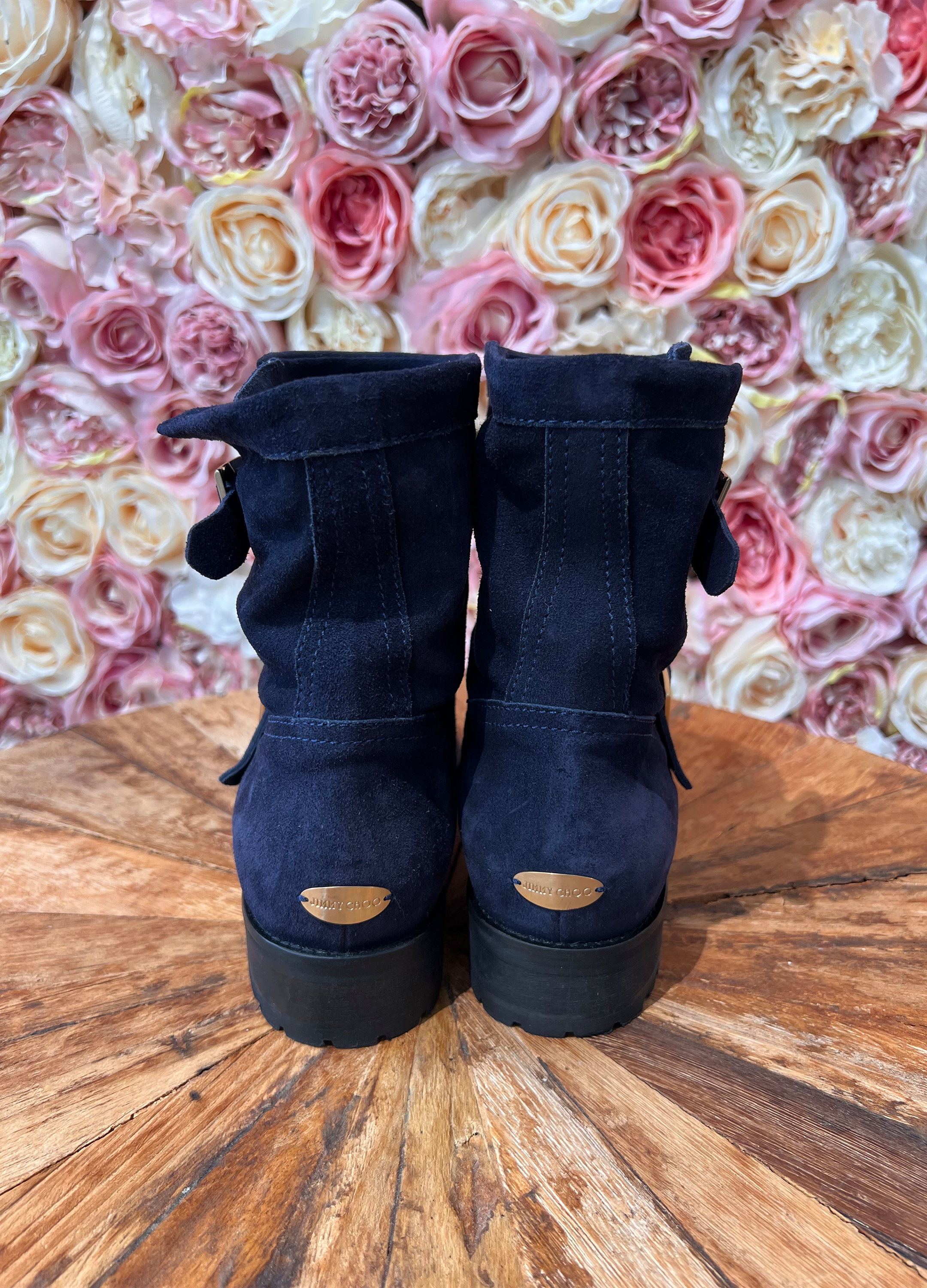 Jimmy Choo Biker Boots Suede Blue