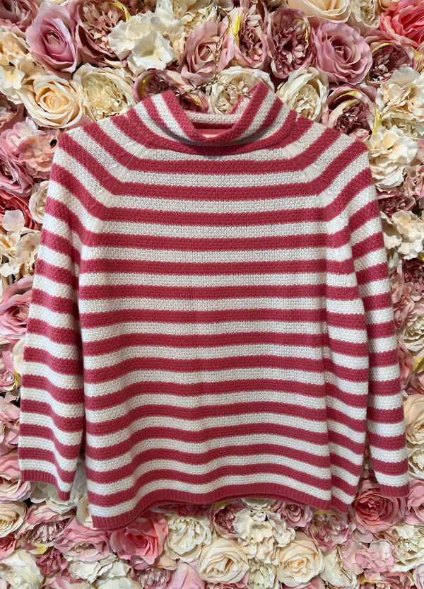 Max Mara Cashmere Sweater Pink White Striped