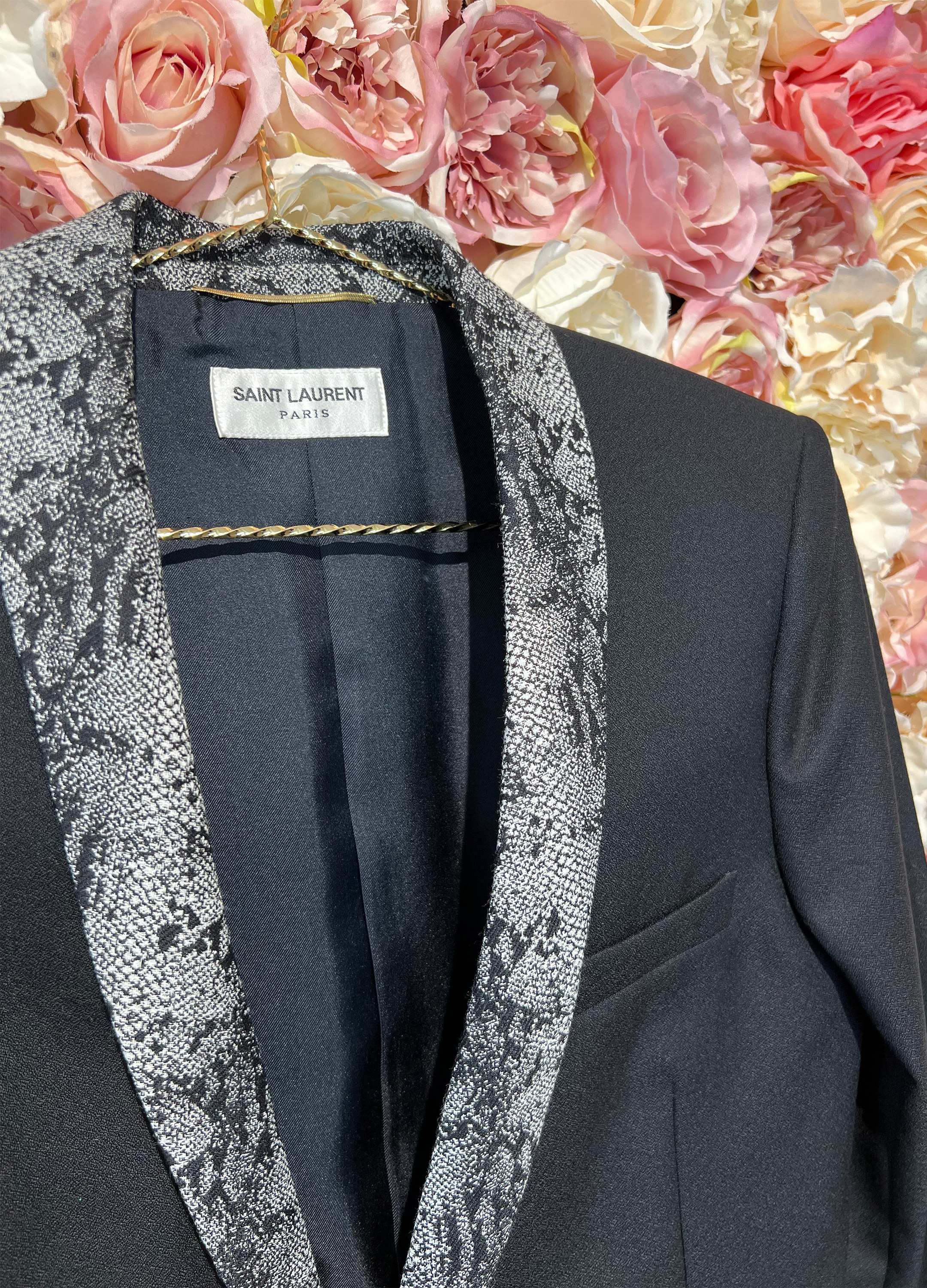 Saint Laurent Blazer Black with Snake Pattern on Collar