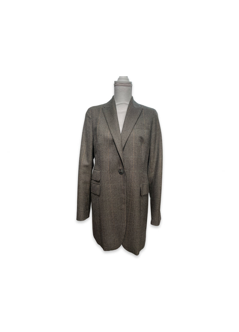 Akris Long Blazer Check Pattern