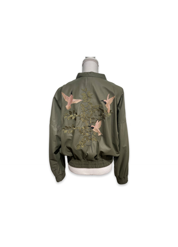 Utzon Leather Bomber Jacket with Embroideries
