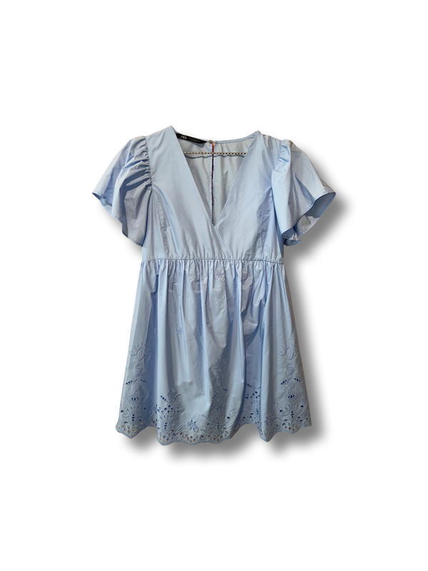 Zara Dress Light Blue with Embroideries