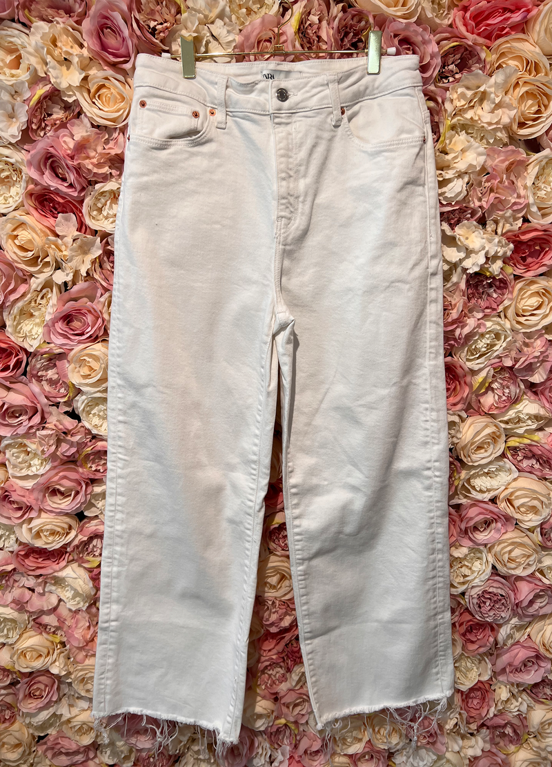 Zara Jeans Straight Leg White